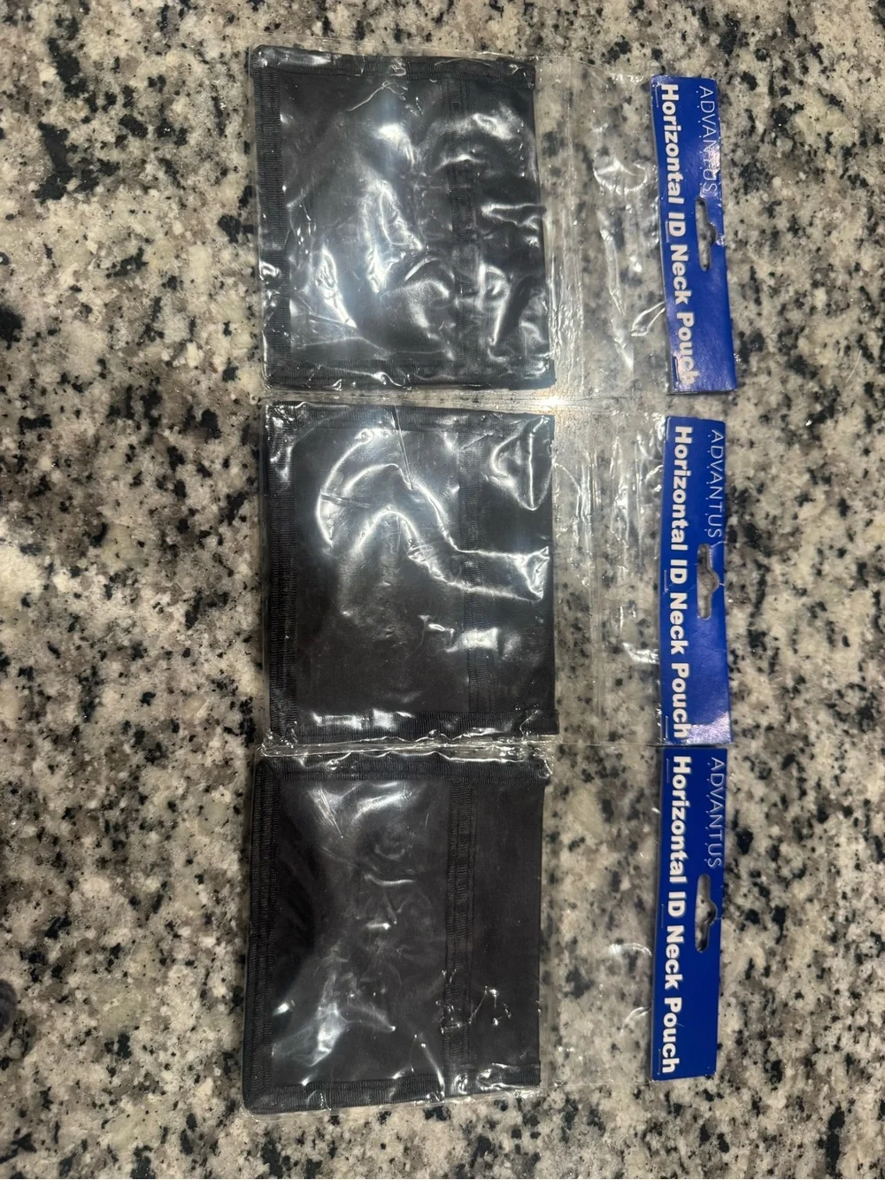 Horizontal ID Neck Pouch - Black (3 Pack)